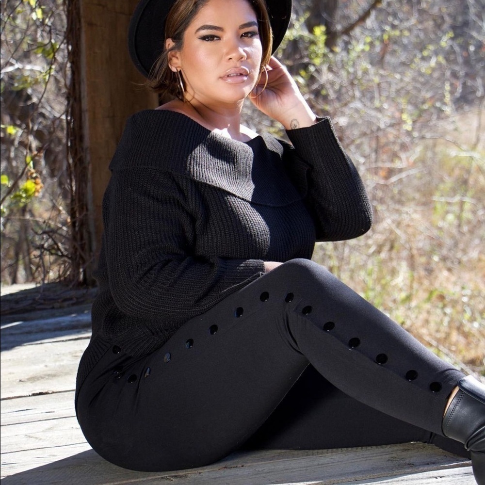 FTF 0 Charli Side Button Good Form Ponte Knit Pants - Picture 3 of 8
